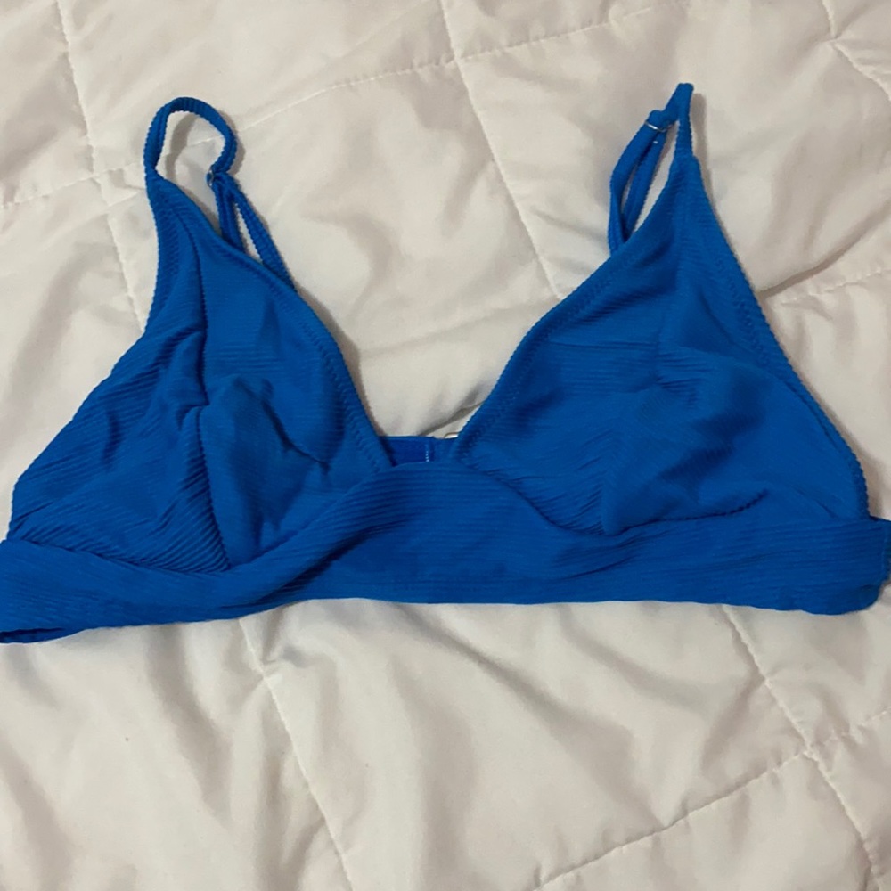 Blue ribbed bikini top